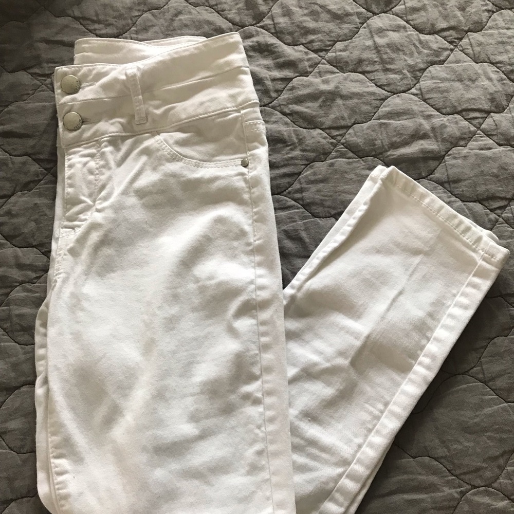 High Waisted White Skinny Jeans
